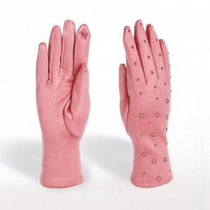 Перчатки жен 24*0,3*8,5 см, замша, безразм, без утеплителя, металл круги, розовый