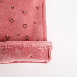 Перчатки жен 24*0,3*8,5 см, замша, безразм, без утеплителя, металл круги, розовый