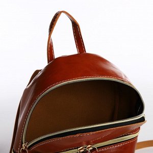 СИМА-ЛЕНД Мини-рюкзак из искусственной кожи на молнии, цвет коричневый