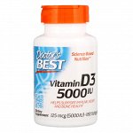 Doctors Best, Витамин D3, 125 мкг (5000 МЕ), 180 мягких таблеток