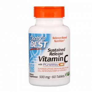 Doctors Best, Витамин С с замедленным высвобождением, содержит PureWay-C, 500 мг, 60 таблеток