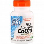 Doctors Best, Коэнзим Q10 с высокой степенью поглощения, с биоперином, 100 мг, 60 растительных капсул