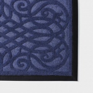 Коврик влаговпитывающий придверный с окантовкой Доляна «Вензель», 45?75 см, цвет МИКС