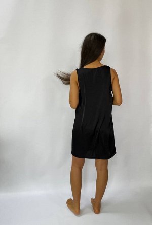 Сорочка женская шелковая, платье майка черная