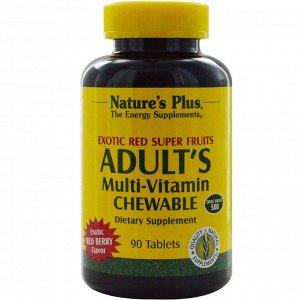 Natures Plus, Жевательные мультивитамины для взрослых со вкусом экзотических ягод, 90 таблеток