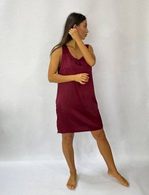 Сорочка женская шелковая, платье майка бордовая