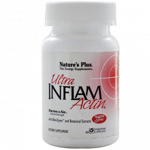 Natures Plus, Пищевая добавка Ultra Inflam Actin, 60 растительных капсул