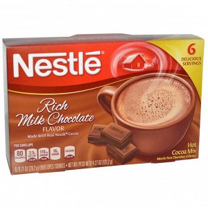 Nestle Hot Cocoa Mix, Смесь для приготовления горячего какао, Насыщенный вкус молочного шоколада, 6 пакетиков, 0,71 унция (20,2