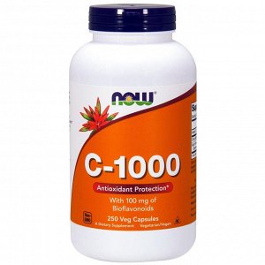 Now Foods, C-1000, с 100 мг биофлавоноидов, 250 растительных капсул