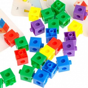 Обучающий набор «Кубики-конструктор: логика и внимание» с заданиями, 50 кубиков, по методике Монтессори