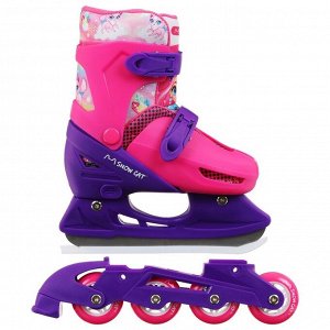 Набор: коньки детские раздвижные Snow Cat, с роликовой платформой, защита.