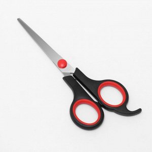Ножницы парикмахерские с упором, лезвие — 5,5 см, цвет чёрный/красный