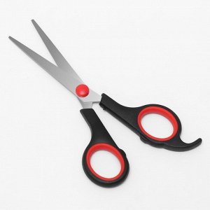 Ножницы парикмахерские с упором, лезвие — 5,5 см, цвет чёрный/красный