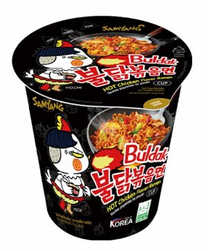 Лапша пшеничная Samyang Hot Chicken CUP Ramen, острая курица, стакан 70 г. Ю.Корея. (BULDAK Hot Chicken Flavor Ramen)