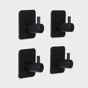 Крючки самоклеящиеся Stölz, 4 шт., для ванной комнаты, 4.5x4.5x3 см, чёрные