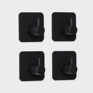 Крючки самоклеящиеся Stölz, 4 шт., для ванной комнаты, 4.5x4.5x3 см, чёрные