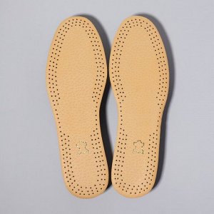 Стельки для обуви, универсальные, кожаные, дышащие, 25-45 р-р, 28,5 см, пара, цвет коричневый