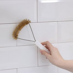 Щётка для чистки посуды и решёток-гриль Raccoon, металлическая щетина, 23.5x11 см, белая