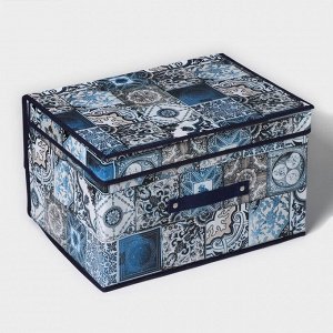 Короб стеллажный для хранения с крышкой Доляна «Мозаика», 40?30?25 см, цвет синий
