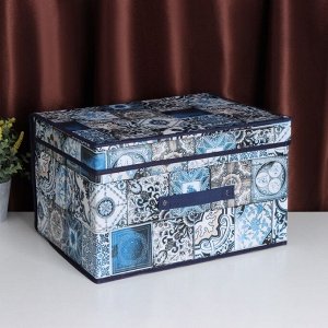 Короб стеллажный для хранения с крышкой Доляна «Мозаика», 40?30?25 см, цвет синий