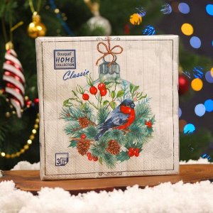 Салфетки новогодние бумажные Home Collection «Сказочное украшение», 3 слоя, 33x33 см, 20 шт.
