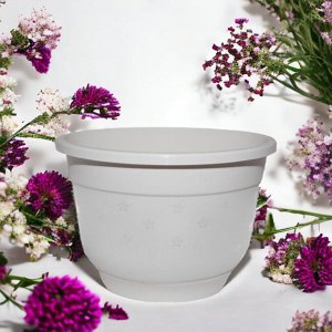 Горшок для цветов Флокс 1,5 л. в сборе с пристегивающимся поддоном, белый