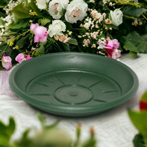 Поддон для цветочного горшка пластиковый, диаметр верха 250 мм, цвет зеленый