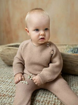 Комплект вязанный детский штанишки с кофточкой Pure Love Set, демисезонный, бежевый