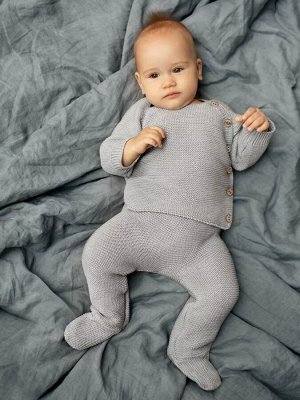 Комплект вязанный детский штанишки с кофточкой Pure Love Set, демисезонный, серый