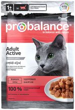 ProBalance Корм консервированный Active для активных кошек, пауч 85 гр 1/25