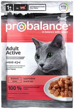 ProBalance Корм консервированный Active для активных кошек, пауч 85 гр 1/28