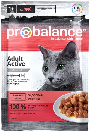 ProBalance Корм консервированный Active для активных кошек, пауч 85 гр 1/28