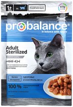 ProBalance Корм консервированный Sterilized для стерилиз.кошек/кастр. котов, пауч 85 гр 1/25