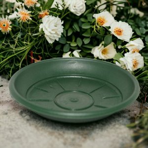 Поддон для цветочного горшка пластиковый, диаметр верха 160 мм, цвет зеленый