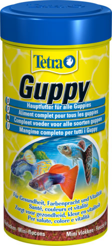 Tetra Guppy (хлопья) 100мл. Корм для всех видов Гуппи и других живородящих рыб