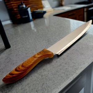 Нож кухонный, рисунок под дерево, общая длина 32 см