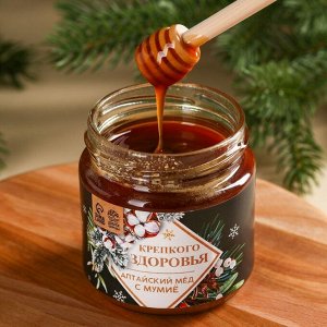 Подарочный набор «Тепла в новом году»: алтайский мёд с мумиё 240 г., ягодно-травяной чай 50 г., ложка для мёда