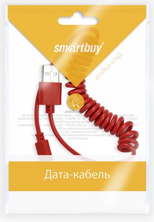 Дата-кабель Smartbuy USB - micro USB, спиральный, длина 1,0 м, красный (iK-12sp red)/500