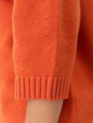 Лаконичный свитер крупной вязки с укороченным рукавом - «баллоном»