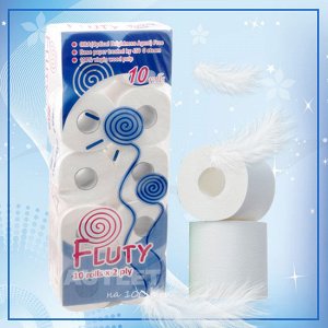 "Fluty" (blue) Двухслойная туалетная бумага 10 рулонов