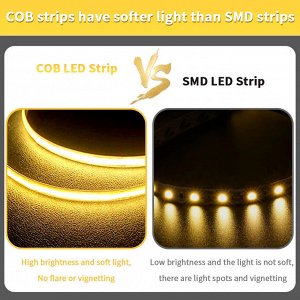 Светодиодная лента COB LED STRIP оранжевый свет 12V, 5м