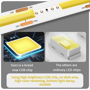 Светодиодная лента COB LED STRIP оранжевый свет 12V, 5м