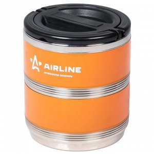Термос Airline, ланч-бокс для еды с ручкой, нержавеющая сталь 304, 2 контейнера, 1.4 л