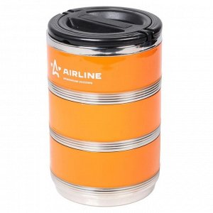 Термос Airline, ланч-бокс для еды с ручкой, нержавеющая сталь 304, 3 контейнера, 2.1 л