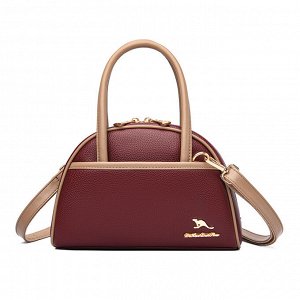 Женская повседневная сумка из эко кожи с декоративно удлиненными ручками и боковым карманом, цвет бордовый