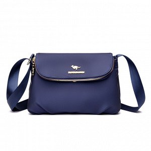 Женская мягкая сумка почтальонка, с регулируемым ремешком и накладным карманом, цвет синий