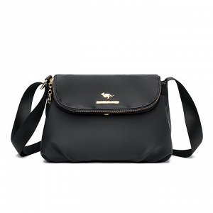 Женская мягкая сумка почтальонка, с регулируемым ремешком и накладным карманом, цвет черный