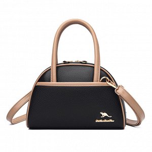 Женская повседневная сумка из эко кожи с декоративно удлиненными ручками и боковым карманом, цвет черный