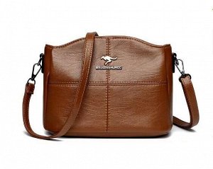 Женская сумка почтальонка из эко кожи с регулируемым ремешком и большим отделением, цвет коричневый