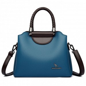 Женская повседневная сумка из эко кожи с декорированными ручками, цвет синий